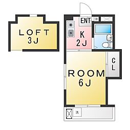 シックヴィラヨーコー5 1Kの間取図画像
