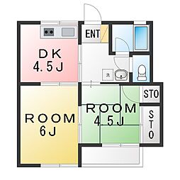 エンゼルハイツA 2DKの間取図画像