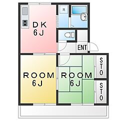 メゾン槙 2DKの間取図画像