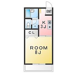 ベル・コリーヌ 1Kの間取図画像