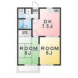 コンフォート23 2DKの間取図画像