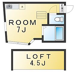 ユナイト港南オトゥール ワンルームの間取図画像