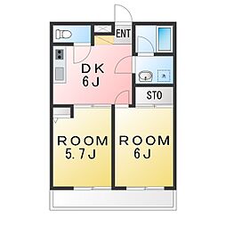 ケイエヌビル 2DKの間取図画像