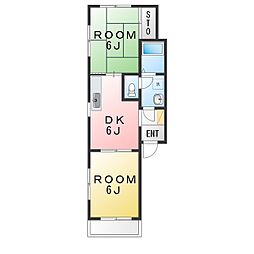 メゾングロリア 2DKの間取図画像