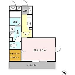 タウンコート大岡 1Kの間取図画像
