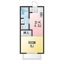 KYハイムE 1DKの間取図画像