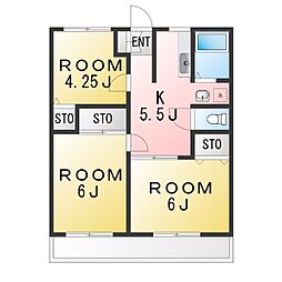 MIハイツB 3Kの間取図画像