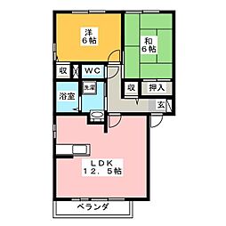 ヴィーブル 2階2LDKの間取り