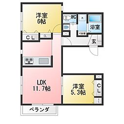 montagna ～モンターニャ～ 2LDKの間取図画像