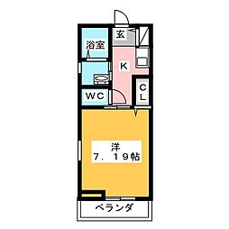 キャッスルユウ 1Kの間取図画像
