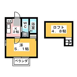 アルティス中山 1Kの間取図画像