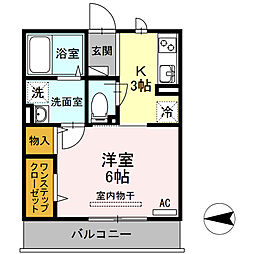 グランフィールズ3 1Kの間取図画像