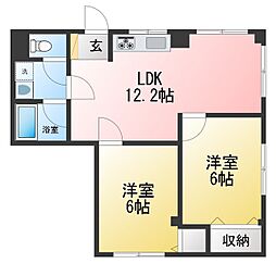 渡辺ハイツ 2LDKの間取図画像