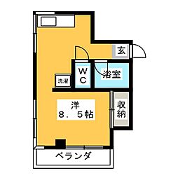 サンメゾンヒラニ1 ワンルームの間取図画像