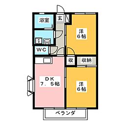 エクレール柳戸 2DKの間取図画像