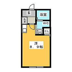 ベイルーム鴨居 ワンルームの間取図画像