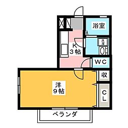 エスポワール 1Kの間取図画像