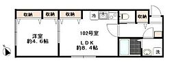 シャルムソレイユ2 1LDKの間取図画像