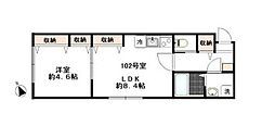シャルムソレイユ2 1LDKの間取図画像