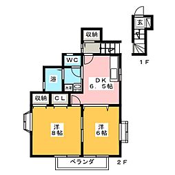 エタナールミヤタ 2DKの間取図画像