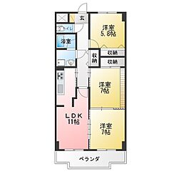 グランドヒル高橋 3LDKの間取図画像
