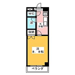友ビル5号 1Kの間取図画像