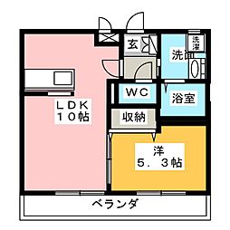 デュラカーサルシア河輪森 1LDKの間取図画像
