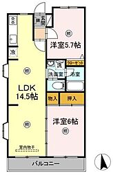 カサベルデU 2LDKの間取図画像