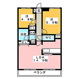 M'shouse 2LDKの間取図画像