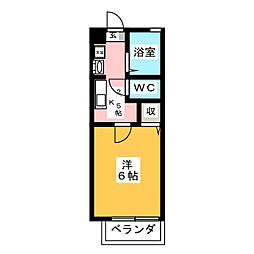 ソレイユクーシャ 1Kの間取図画像