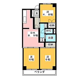 コーポラストマト 3DKの間取図画像