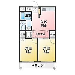 貝の坂クロス852 2DKの間取図画像