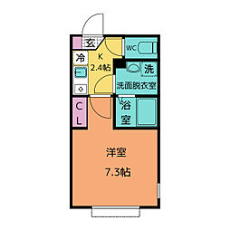 フェリシア・追浜 2階1Kの間取り