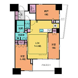 横須賀中央レジデンス 13階2SLDKの間取り