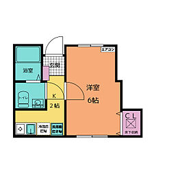 プライムコート久里浜 1階1Kの間取り