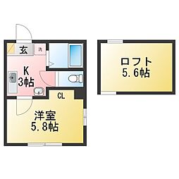 リビエール 1Kの間取図画像