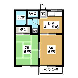 メイゾン・長嶋 2DKの間取図画像
