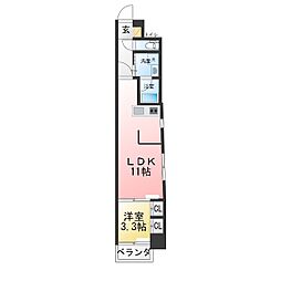 ライフモリ20号館 1LDKの間取図画像