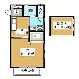 フォンテ1 1Kの間取図画像