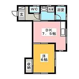 城山ポピーハウス 1DKの間取図画像