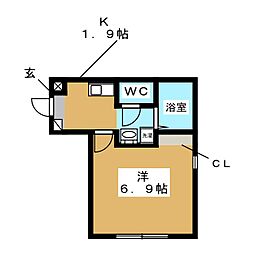 サンラファエル能見台 1Kの間取図画像