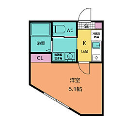 アウローラ鷹取 1Kの間取図画像