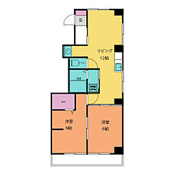 カディス6 3階2LDKの間取り