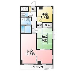 グリーンリーフ 2LDKの間取図画像
