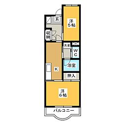 ベルハウス戸塚 2Kの間取図画像