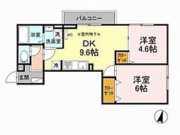 Garden大黒屋 2DKの間取図画像