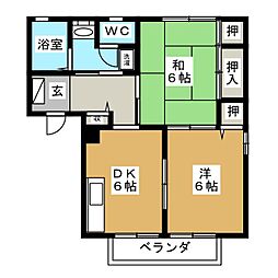 レオーネハイツ 2DKの間取図画像
