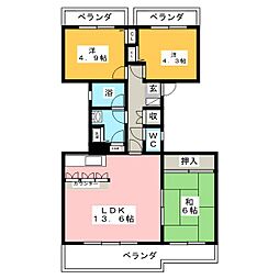 ハイツ東戸塚2B号棟 3LDKの間取図画像
