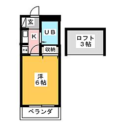 アベイル 1Kの間取図画像