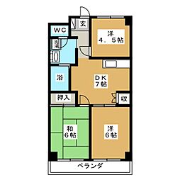 T・Sコーポラス 3DKの間取図画像